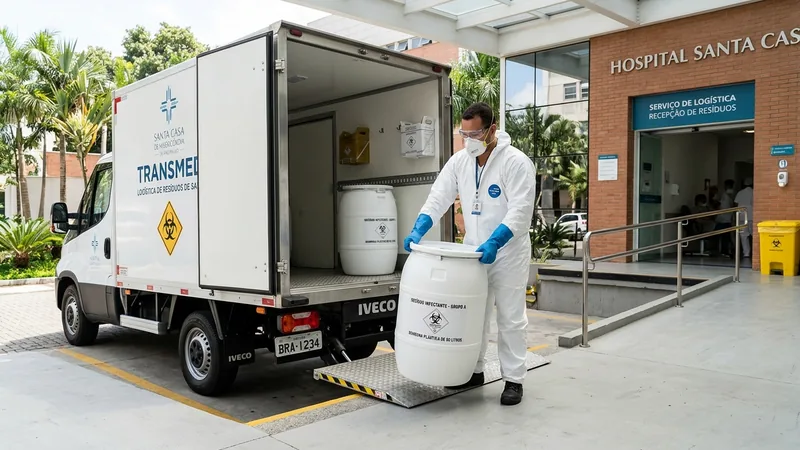 Transporte e destinação de bombonas brancas de Resíduos de Serviços de Saúde RSS